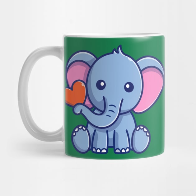 Cute Elephant Sitting With Love Cartoon by Catalyst Labs